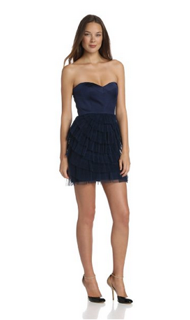 BCBGMAXAZRIA Women's Sas Strapless with Pleated Skirt Dress